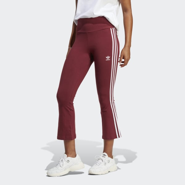 Bordowy Adicolor Classics 3-Stripes 7/8 Flare Leggings