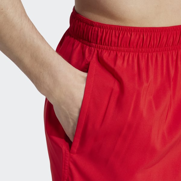 adidas Solid CLX Short-Length Swim Shorts - Red