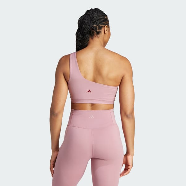 Padded Sports Bra Wirefree Mid Impact Yoga Bras Unique Cross Back Strappy  For Gym Yoga-pink(xl)