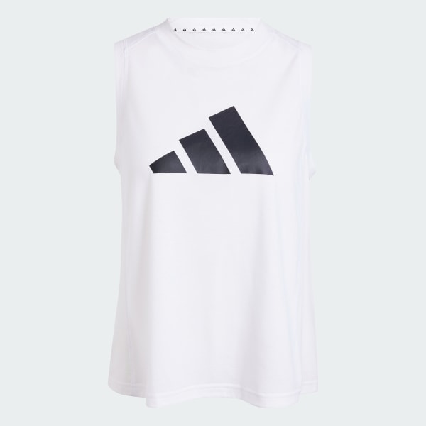 White Train Essentials Big Performance Logo Training Tank Top