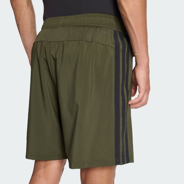 adidas Essentials Training 3-Stripes Woven Shorts - Green | Free
