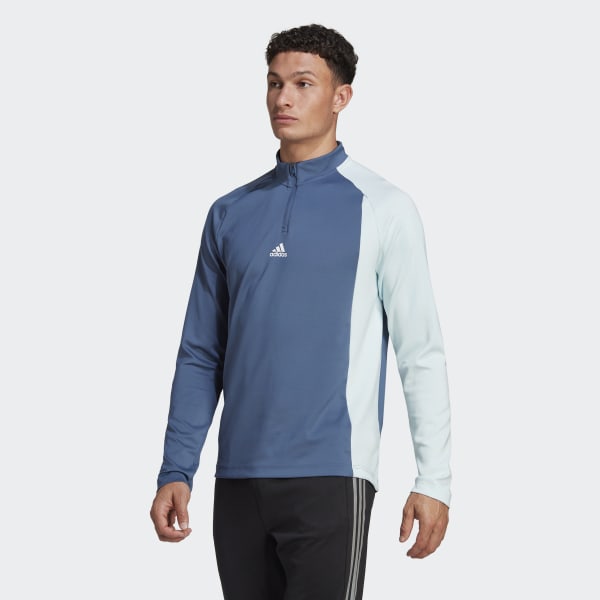 modrá Tričko Training 1/4-Zip Colourblock Long Sleeve BVS47