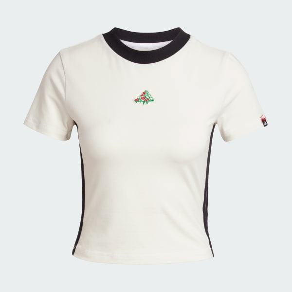 สีขาว เสื้อยืดพิมพ์ลาย Pizza