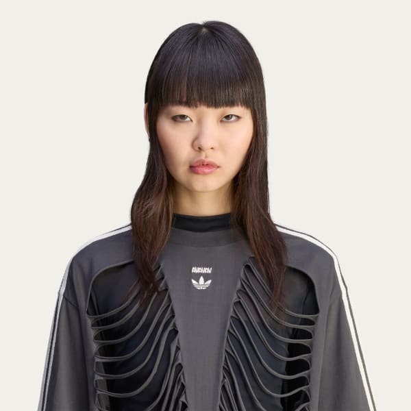 L ADIDAS AVAVAV スラッシュド Tシャツ adidas by Avavav SLASHED T-SHIRT カーボン（アディダス バイ