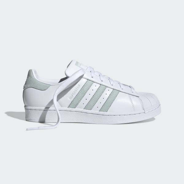 adidas superstar with green stripes