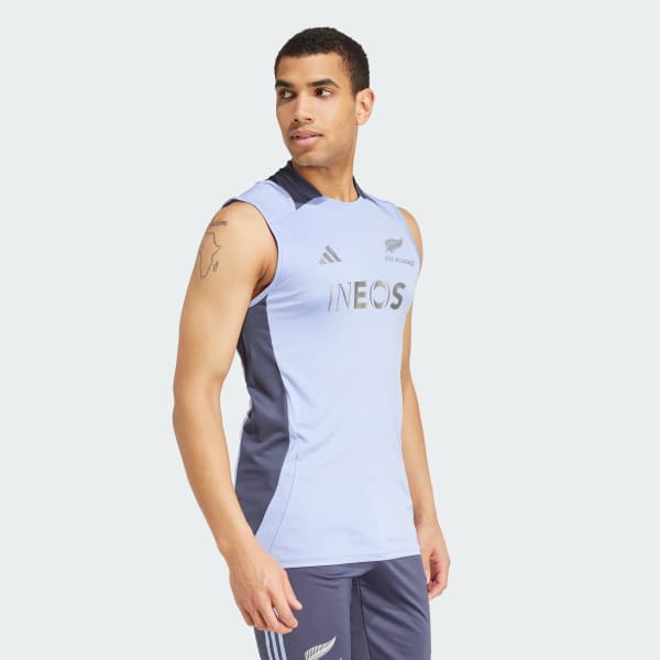 Bleu T-shirt de rugby sans manches All Blacks AEROREADY