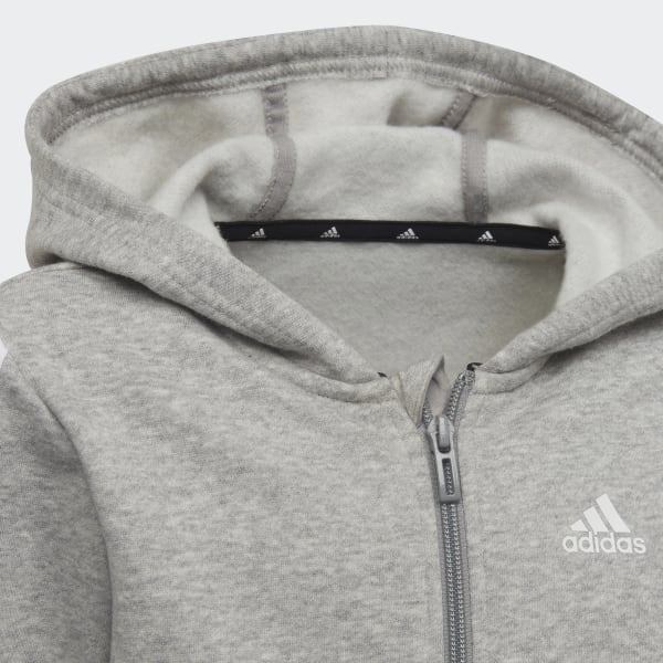 Gris Chaqueta con capucha Essentials 3 bandas