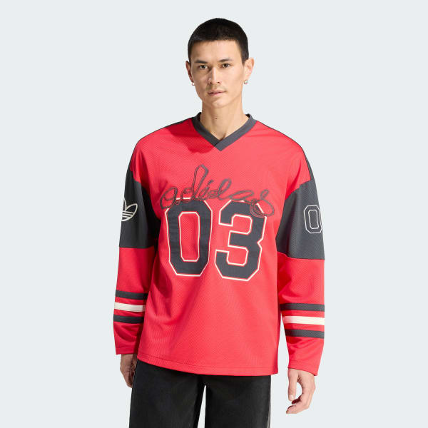 Rojo Camiseta de Hockey Originals de Manga Larga