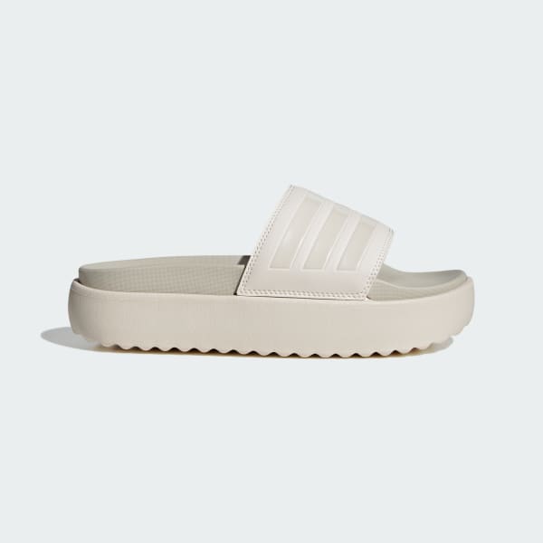 White Adilette Platform Slides