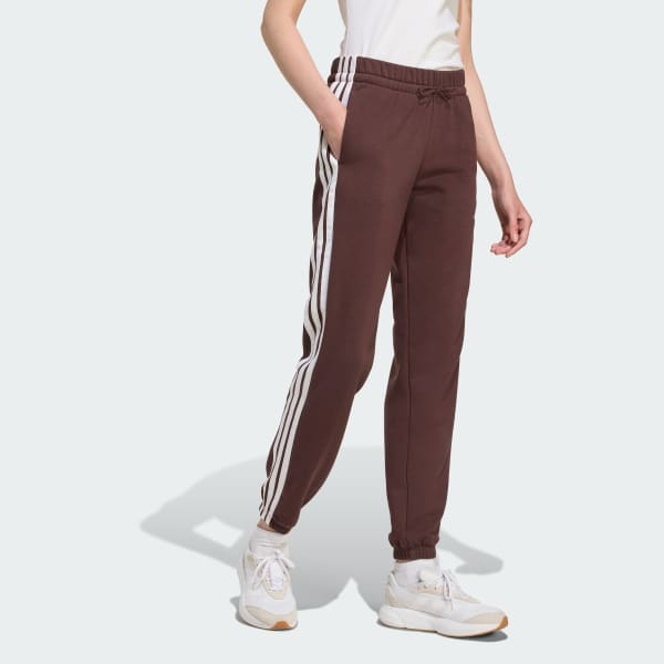 Brown Essentials 3-Stripes French Terry Cuffed Pants