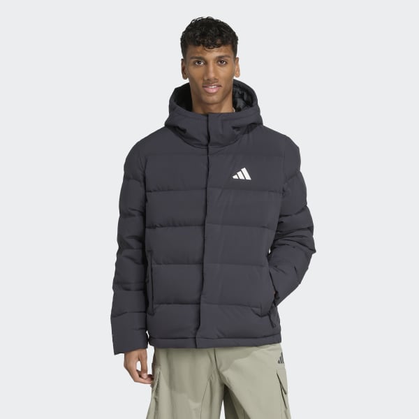 adidas Helionic CLIMAWARM Hooded Down Jacket - Black | Free