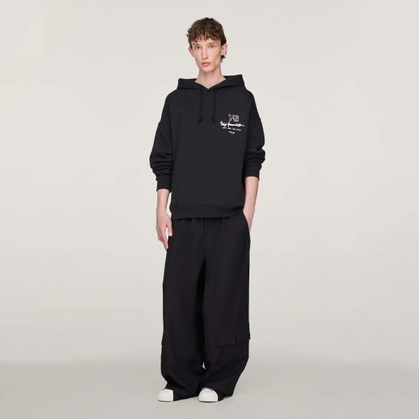 สีดำ เสื้อฮู้ดพิมพ์ลาย Y-3 FT