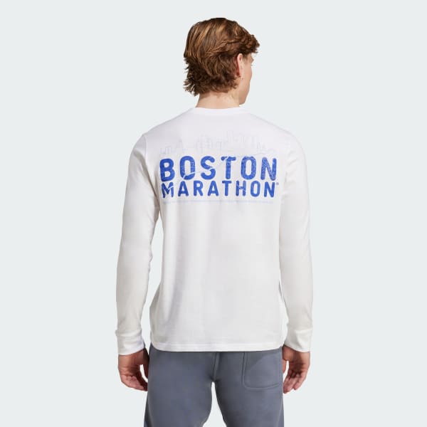 人気ブランド Boston adidas Marathon® White - Tee Graphic Sleeve Long 2025 陸上用シャツ