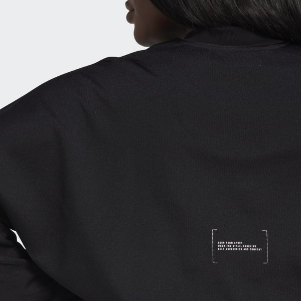 Svart Cropped Track Top (Plus Size) CW079
