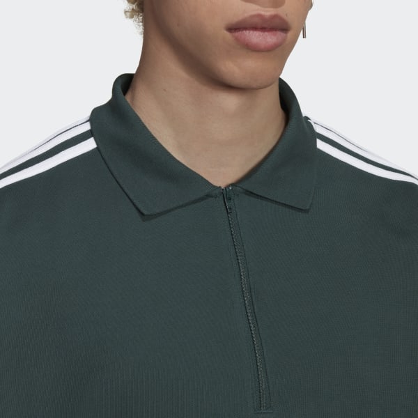 Groen Adicolor 3-Stripes Poloshirt met Lange Mouwen KO025