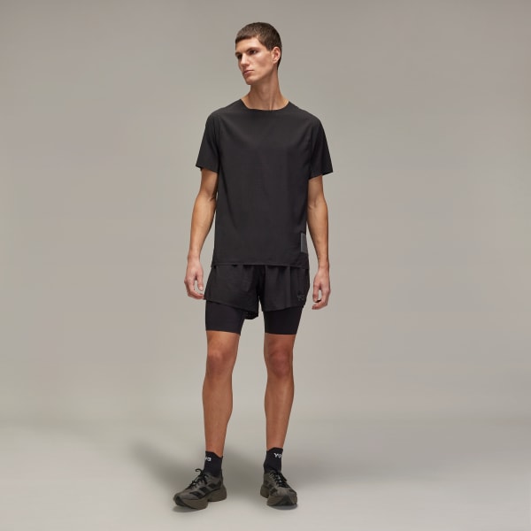 Noir T-shirt de running manches courtes Y-3