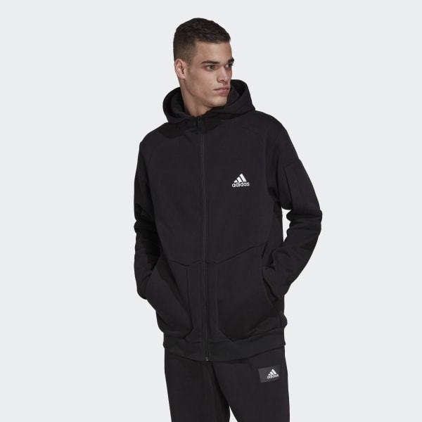 Czerń Essentials for Gameday Fleece Full-Zip Hoodie D7707