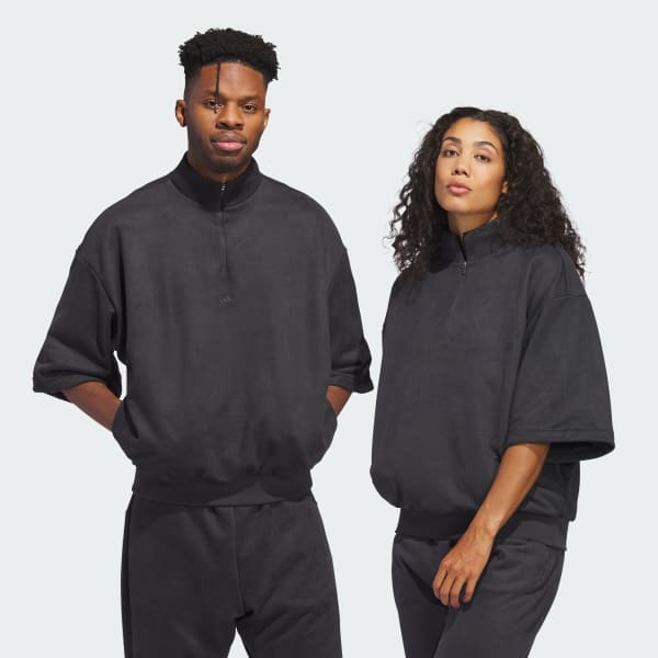 Cinza Moletom 3/4 Basketball Sueded Half-Zip