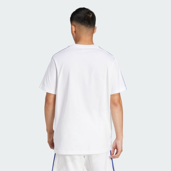 Bialy Koszulka France Essentials 3-Stripes