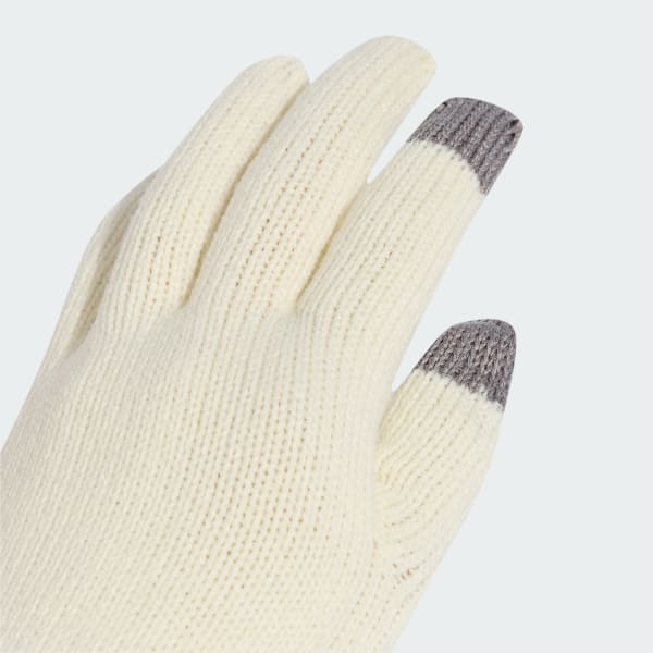White Logo Knit Gloves