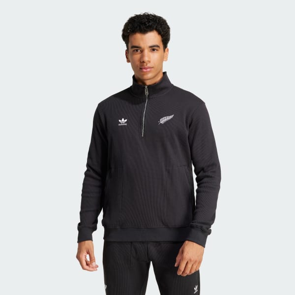 All Blacks Essentials Half Zip Waffle Sweatshirt