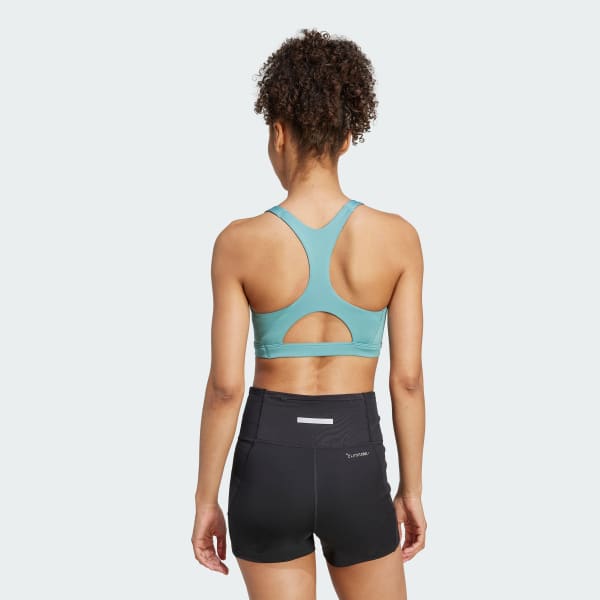 Turquoise Adizero Essentials Run Medium Support Bra