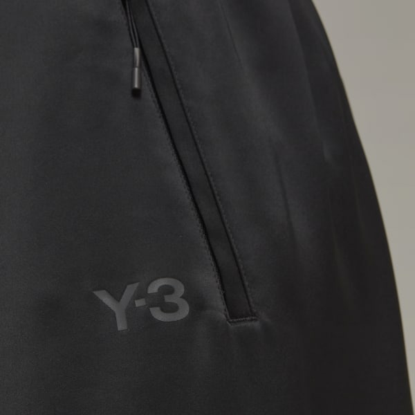 Black Y-3 Classic Tech Silk Wide Leg Pants TI379