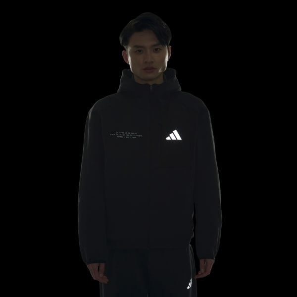 ブラック アディダスアダプテーション レギュラーフィット フード付きフルジップトラックトップ
