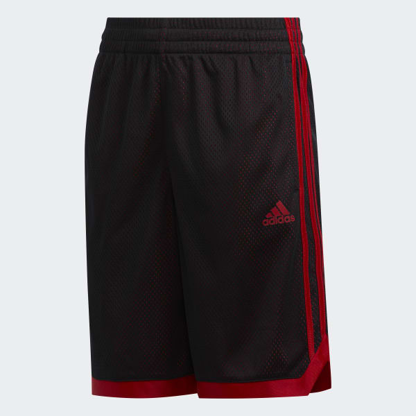 red and black adidas shorts