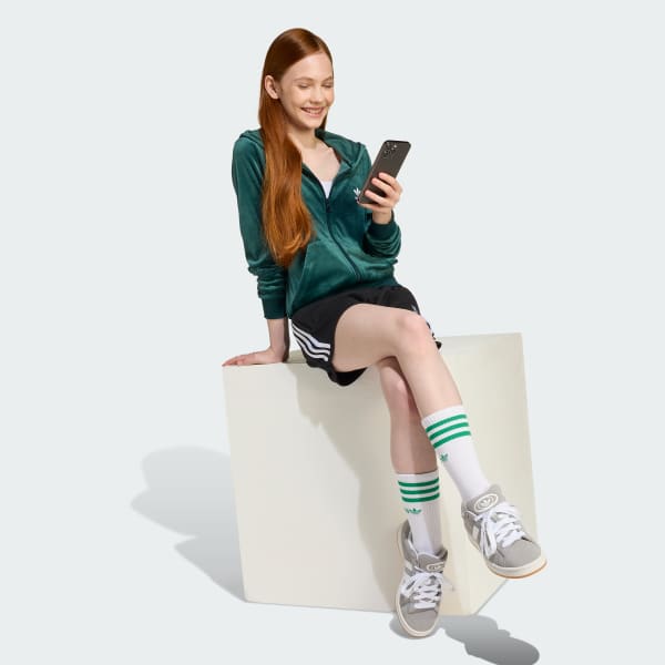 Groen Velours Rits Hoodie