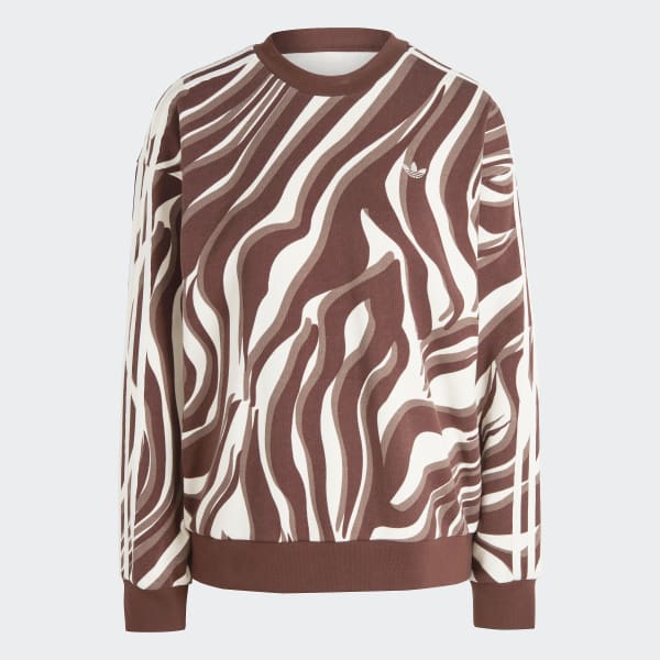 Brązowy Abstract Allover Animal Print Sweatshirt