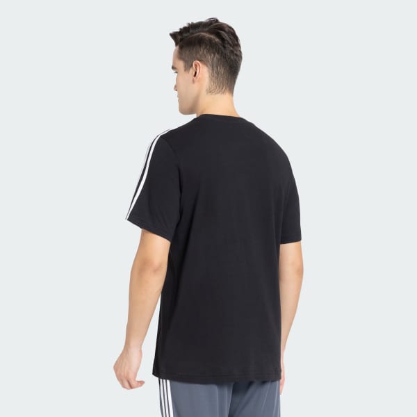 Black 3-Stripes Cotton Tee