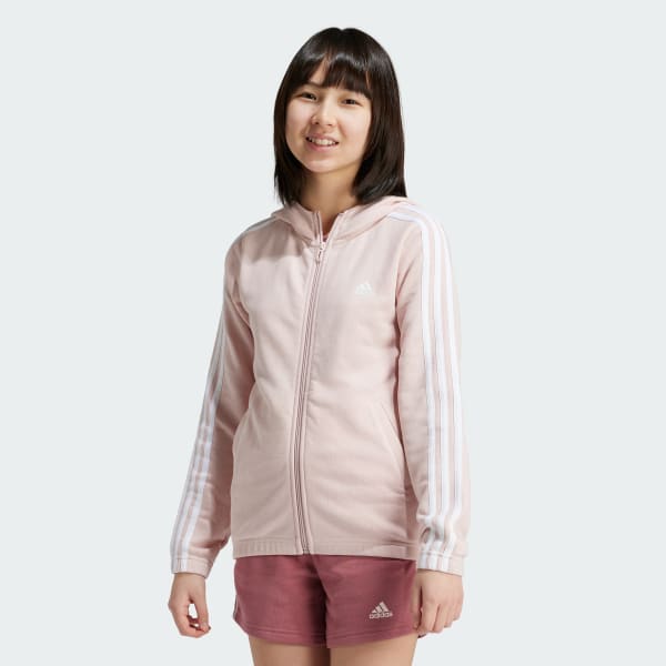 Pembe Essentials 3-Stripes Full-Zip Kapüşonlu Üst