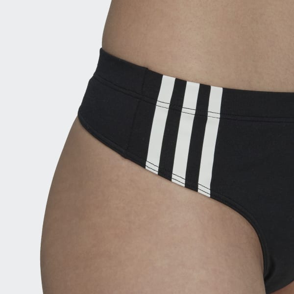 Black Adicolor Comfort Flex Cotton Wide Side Thong Briefs (2 Pairs) HPO15