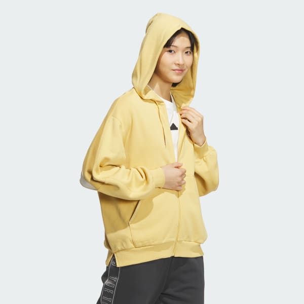 ベージュ ワーディング ルーズフィット フレンチテリー フルジップパーカー