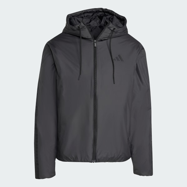 Schwarz Essentials CLIMAWARM 3-Streifen Insulated Kapuzenjacke