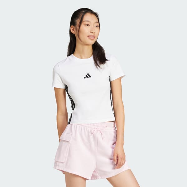 trang Áo Baby Tee Dáng Ôm 3 Sọc Essentials