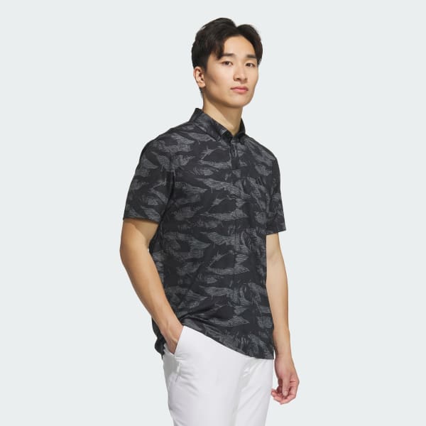 Black Graphic Aop Short Sleeve Polo Shirts