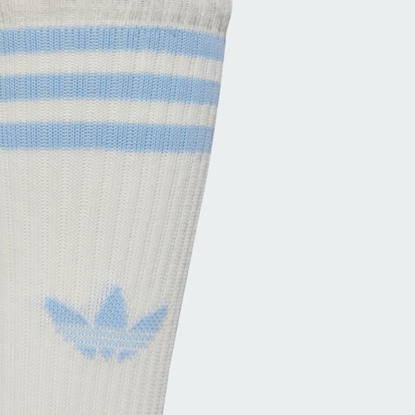 Blanc Chaussettes mi-mollet 3 bandes (3 paires)