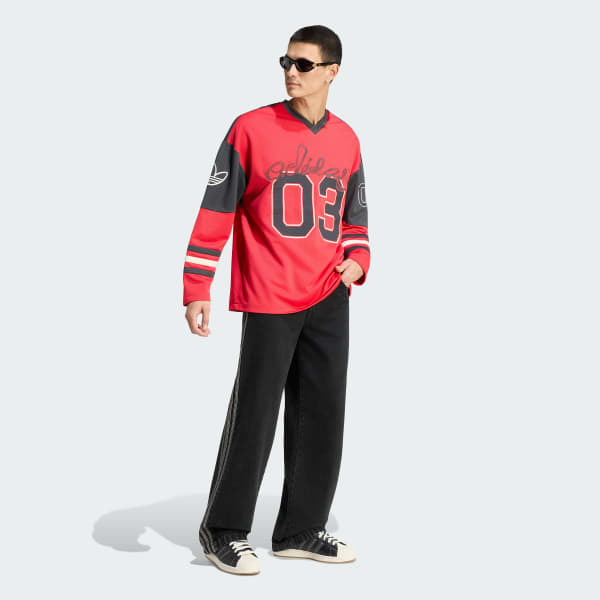 Rojo Camiseta de Hockey Originals de Manga Larga