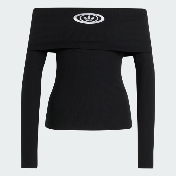 Sort adidas Originals Off Shoulder trøje