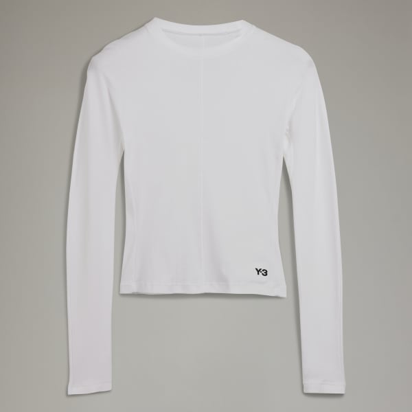White Y-3 Fitted Long Sleeve Tee