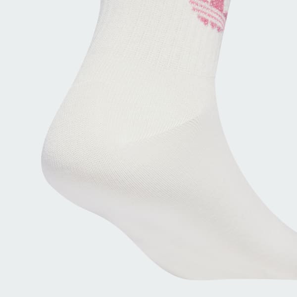 Rosa 3-Stripes Glitter Crew Sokker, 2 par