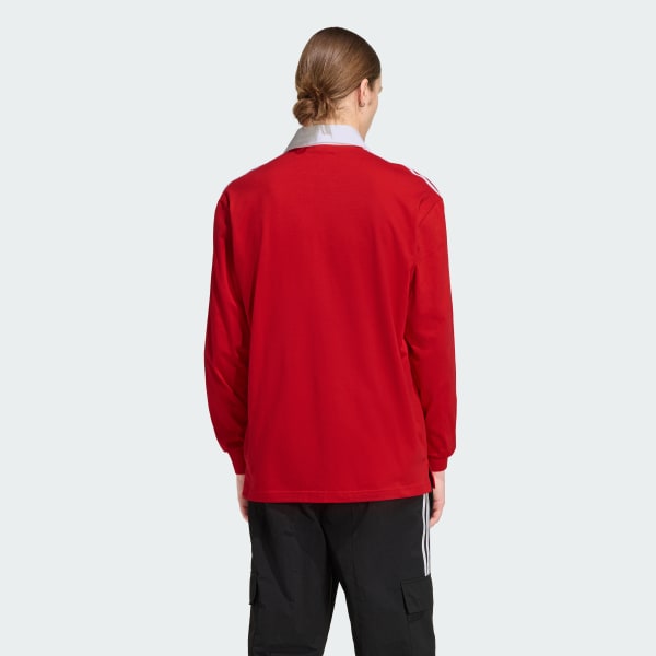 Merah POLO RUGBI LENGAN PANJANG 3-STRIPES