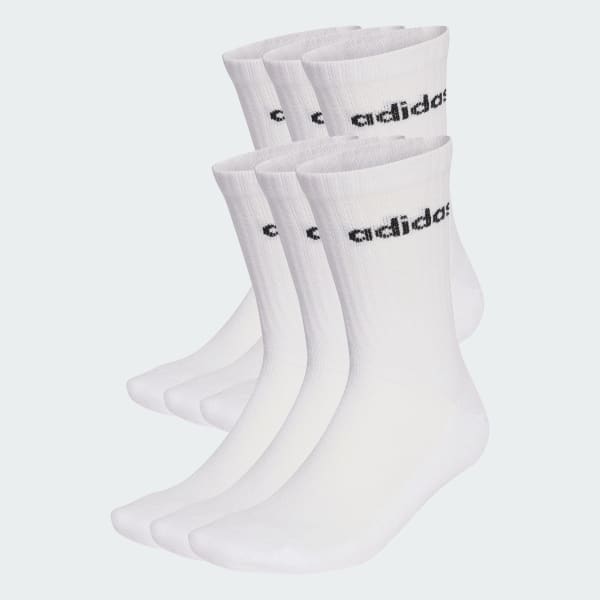 Hvit Linear Crew Socks Cushioned Sokker, 6 par