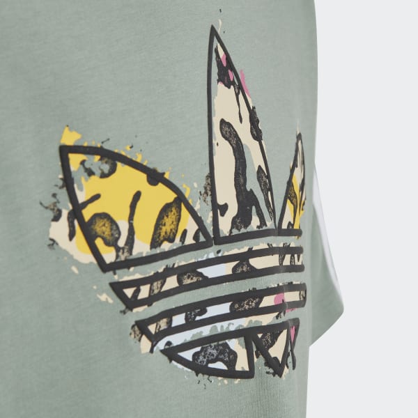 Zielony Animal Print Crop Tee