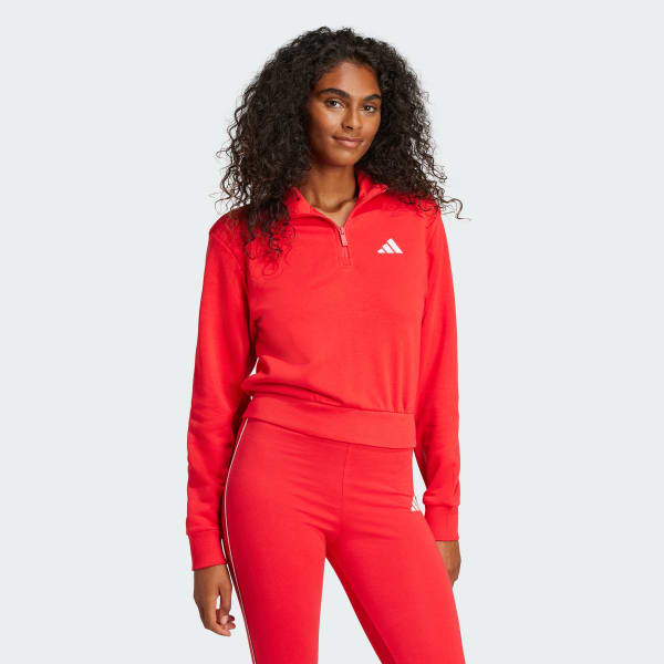 cervená Tepláková bunda Essentials Color Pop French Terry Crop Quarter-Zip