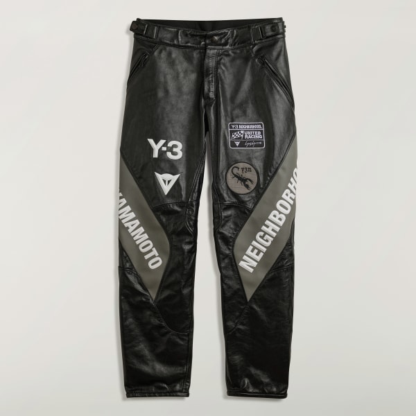 adidas Y-3 NBHD Leather Racer Pants - Black | Free Shipping with