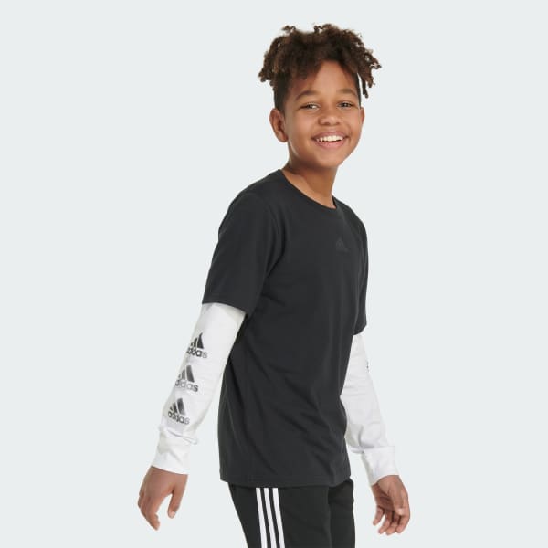 adidas Long Sleeve Layered Logo Stack Tee