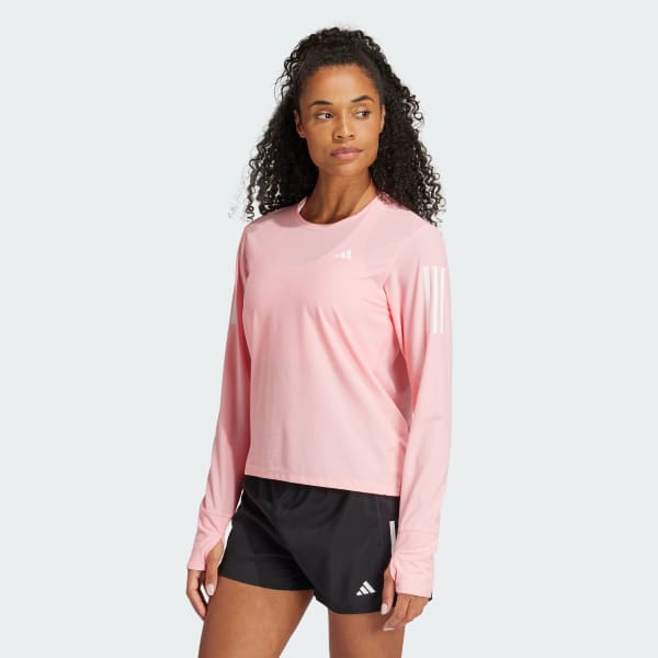 adidas Own The Run Long Sleeve Tee Pink Free Shipping with adiClub adidas US